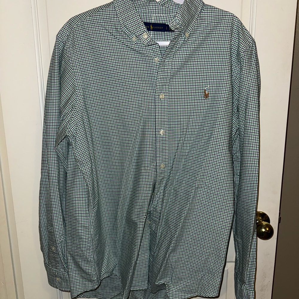 Ralph Lauren Men's Green Checkered Button Down Shirt